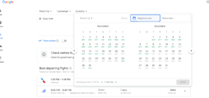Google Flights from NYC to STX